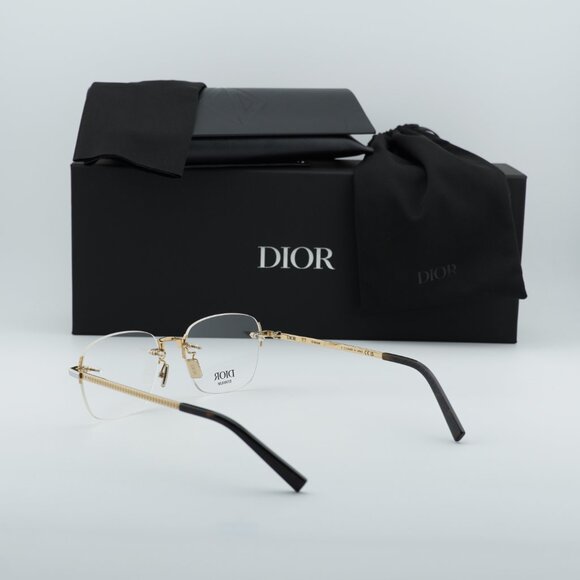 Dior CD DIAMONDO S5U B300 Rimless Rectangle Eyeglasses 52mm - Gold - Picture 3 of 11